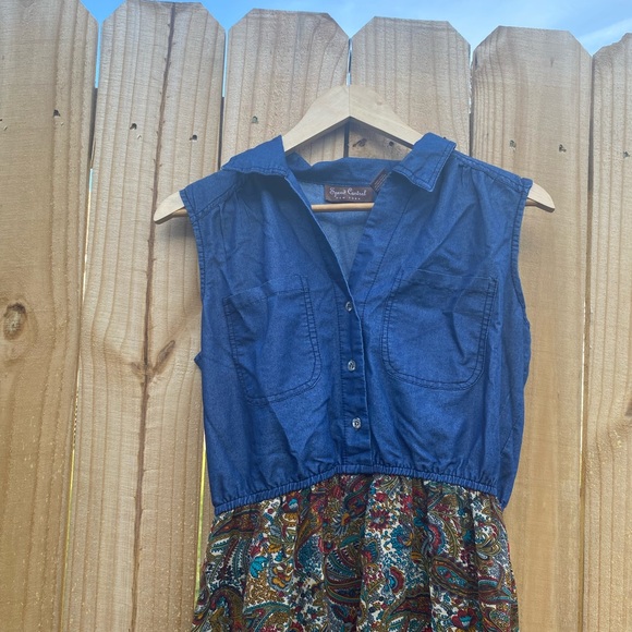 Y2K Faux Denim Mini Speed Control Paisley print Dress size M - Picture 3 of 6